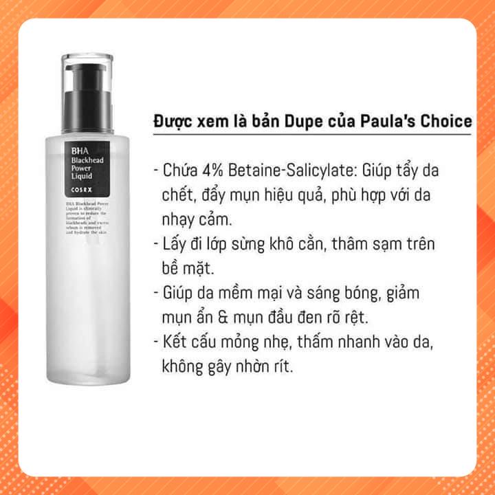 Tẩy Da Chết Hoá học giảm Mụn Đầu Đen Cosrx BHA Blackhead Power Liquid