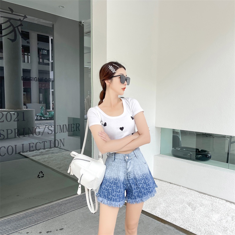 Quần Short Lưng Cao Ống Rộng Màu Gradient Phong Cách Retro Thời Trang Cho Nữ