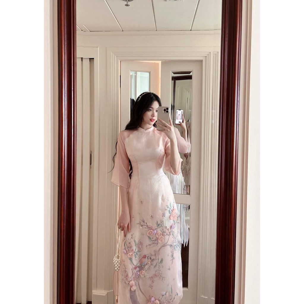 Áo dài cách tân kết hoa organza 4 tà ⚡️Hàng Cao Cấp⚡️ thần thái quý cô  – Tây Phương