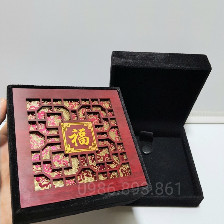 Hộp Đựng Vòng ,hộp gỗ nhung đựng trầm hương, đá quý,trang sức phong thủy.10*10*4cm