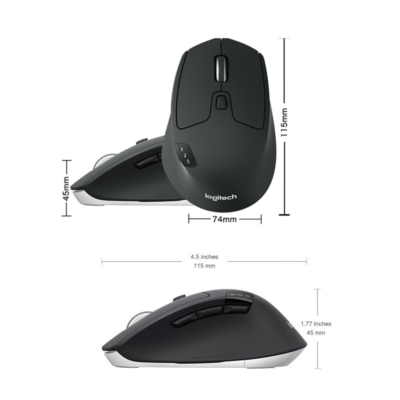 Chuột Logitech Triathlon M720 - Kết nối cùng lúc 3 thiết bị -qua Bluetooth hoặc USB receiver không dây - Hàng chính hãng