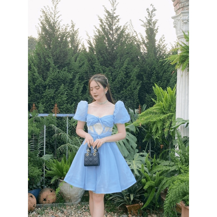 (Free ship) Mẫu HOT Trend -- Đầm Voan Xốp Phối Ren Tay Bèo Siêu Dễ Thương UP HHP Fashion