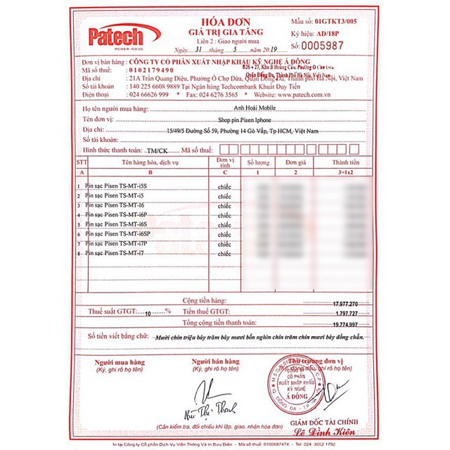 PIN PISEN IP6/6P/6S/6SP/7/7P/8/8P BẢO HÀNH TOÀN QUỐC 12T