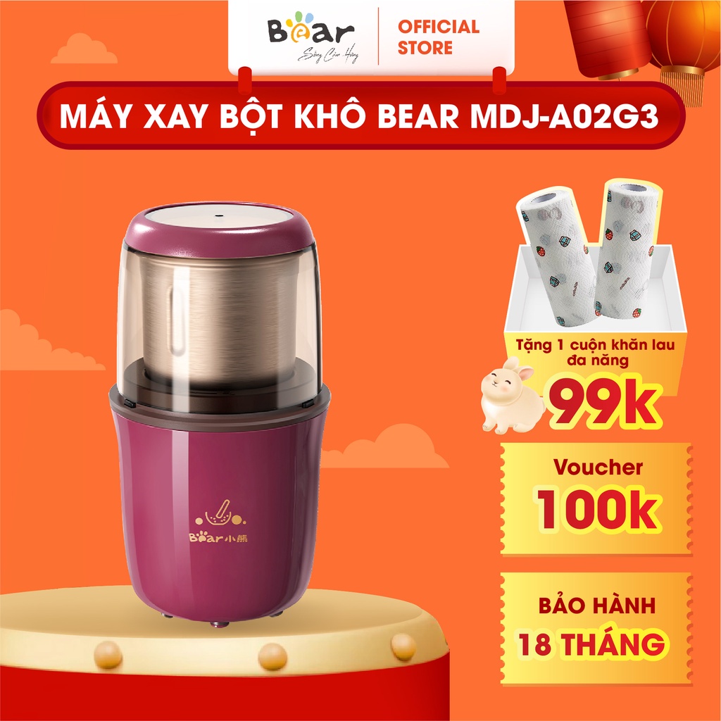 Máy Xay Bột Khô Đa Năng Bear Xay Cà Phê, Hạt Tiêu, Ngũ Cốc Công Suất Lớn MDJ-A02G3