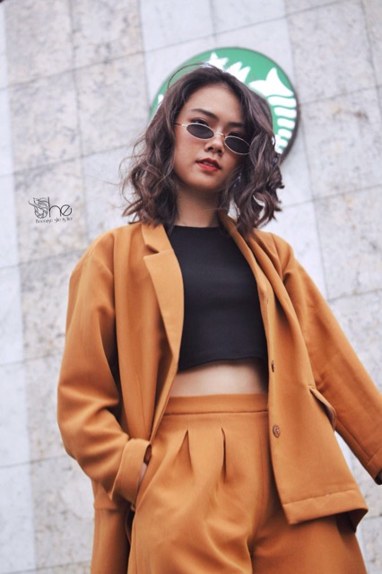 Set áo vest tay dài quần short She, Áo blazer kèm short cá tính đi chơi cho nữ