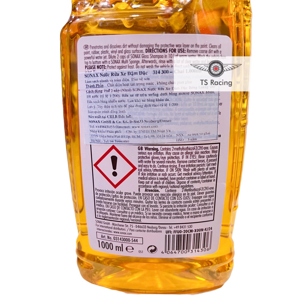 Nước rửa xe Sonax chính hãng không pha nước
