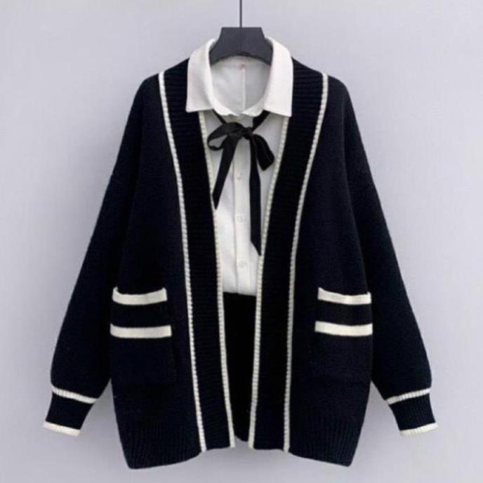 Áo khoác len cardigan CELORA, Áo Cadigan Nữ Thu Đông Khoát Ngoài Viền Đen Trắng Hàng Quảng Châu Cao Cấp Đẹp | BigBuy360 - bigbuy360.vn