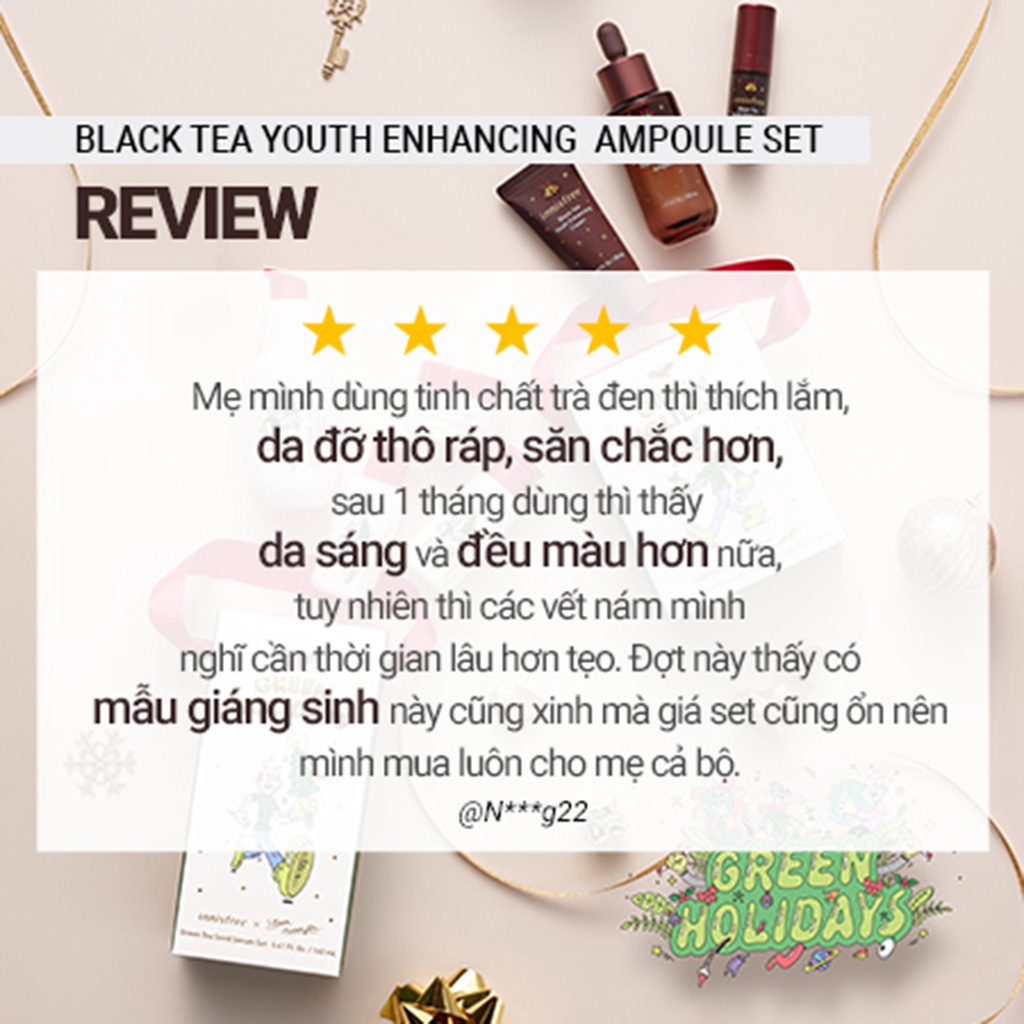 (Quà tặng) Bộ sản phẩm chống lão hóa trà đen Innisfree Black Tea Youth Enhancing Ampoule Set