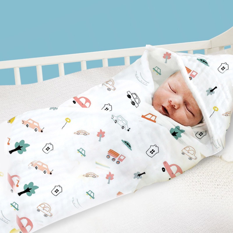 khăn quấn bé có mũ trùm đầu, 100% cotton 6 lớp thoáng khí và siêu mềm