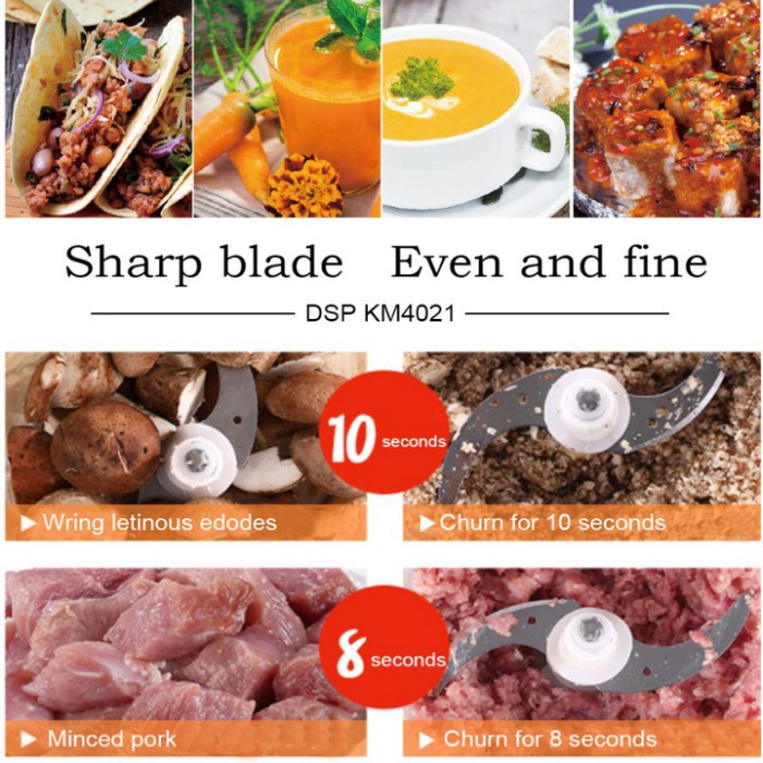 Sản Phẩm Máy xay thịt, củ, quả, gia vị nhà bếp - Loại 2 lưỡi kép thương hiệu cao cấp DSP KM4021 .