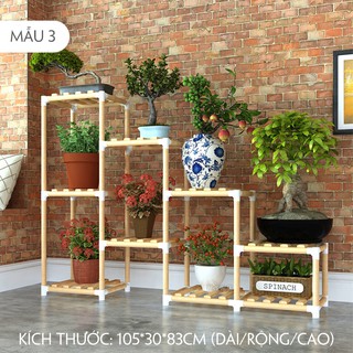 Kệ Gỗ - Giá Để Chậu Hoa Cây Cảnh 5 Tầng 9 Ô Chất Liệu Gỗ Thông Chắc Chắn Sang Trọng(105x30x83cm)