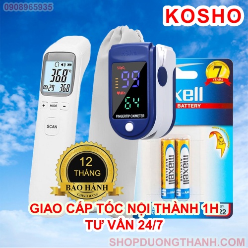 COMBO máy đo spo2 nồng độ oxy trong máu Kosho và nhiệt kế hồng ngoại điện tử CHANGKUN