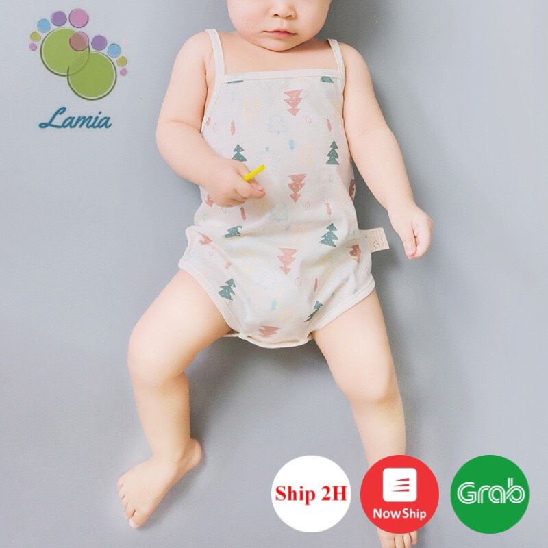 Bộ Áo Liền Quần 2 Dây Chất Liệu Cotton Organic Thoáng Mát, An Toàn Cho Bé Trai Bé Gái