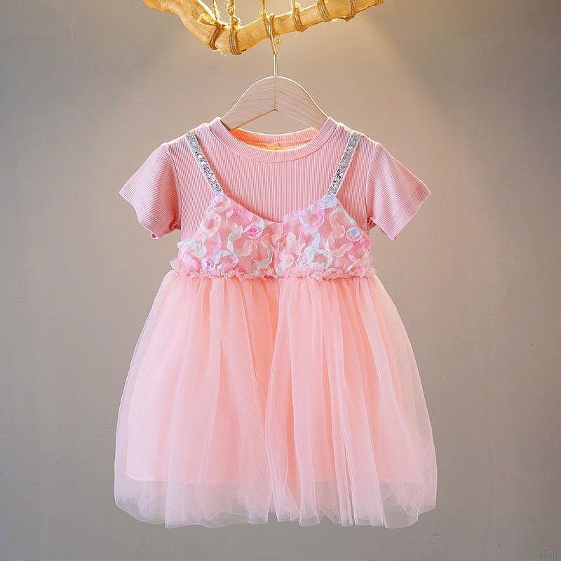 Váy Công Chúa Tay Ngắn Dễ Thương Se7En Cho Bé Gái Từ 1-6 Tuổi