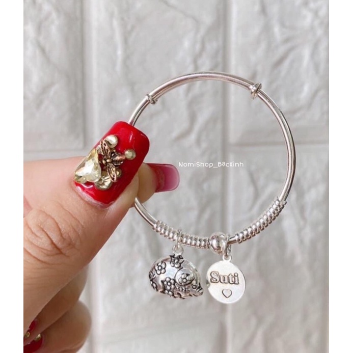 Vòng tay Bạc S99 tặng bé {Miễn phí khắc tên + Treo charm} Món quà độc đáo ý nghĩa cho bé Mainomi Shop Bạc Xinh