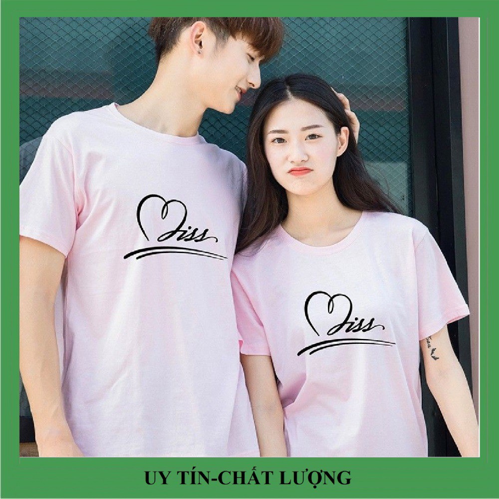 Combo 2 áo thun in chữ Miss trái tim vải đẹp hình in rõ nét.Áo đôi nam nữ tình yêu đẹp giá rẻ.