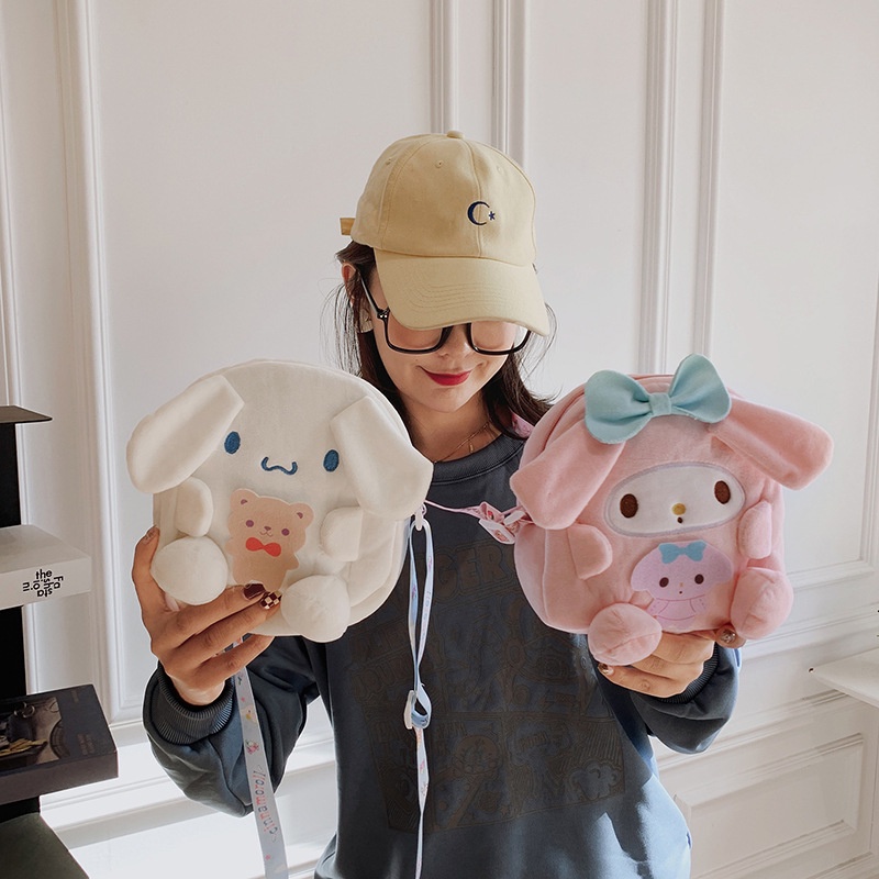 SANRIO Túi Đeo Chéo Hình Kuromi Nhồi Bông Dễ Thương Cho Nữ