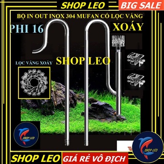 in out MUFAN phi 16 lọc váng "XOAY - in out inox có lọc váng - phụ kiện thủy sinh