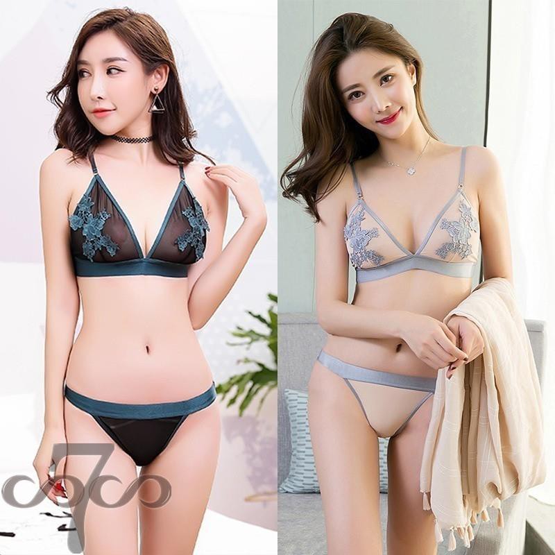 ❤co7co❤ Set nội y áo ngực thêu hoa và quần lót