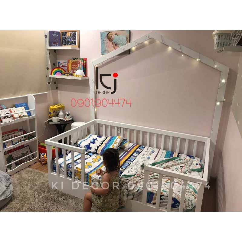 -  Giường đơn cho bé, giường hình ngôi nhà bé trai bé gái, toddler bed