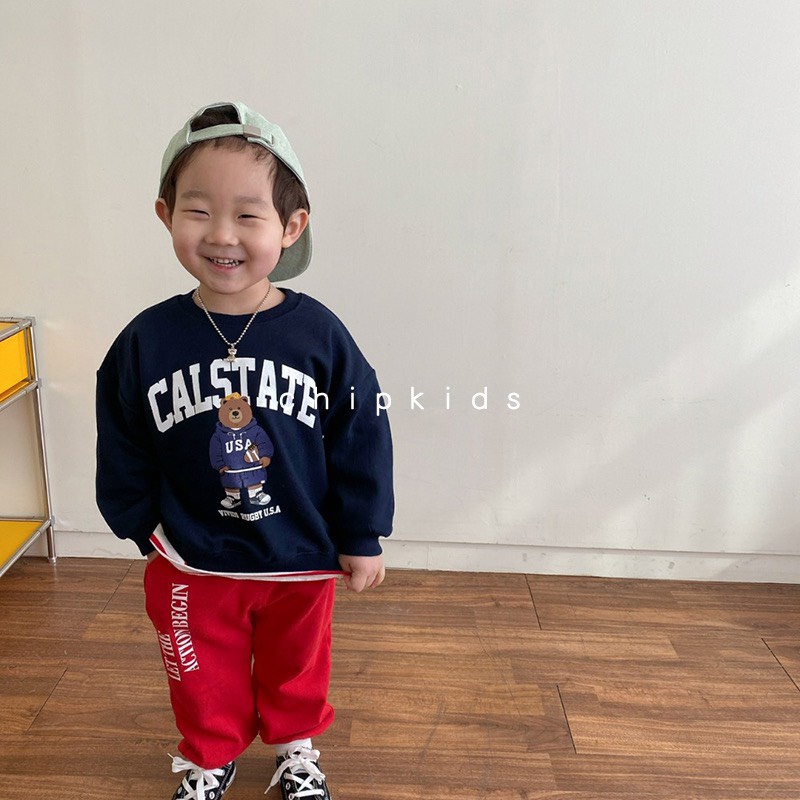 Bộ thu đông da cá in hoạ tiết hoạt hình cho bé, bộ thun tay dài xinh xắn đáng yêu