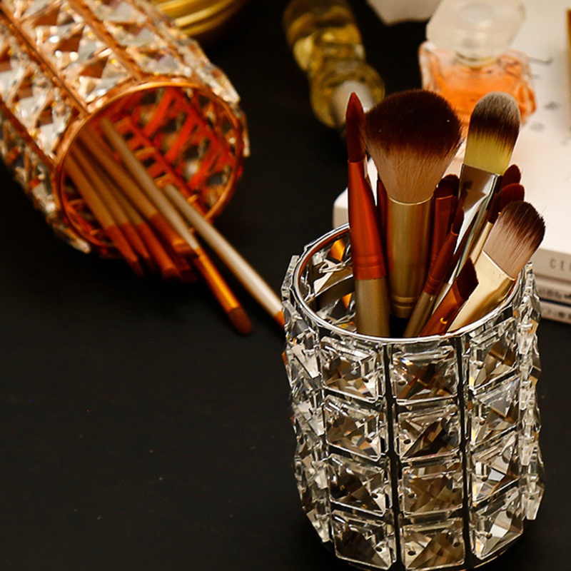 Youyo Giá Đỡ Cọ Trang Điểm Son Môi Bằng Kim Loại Pha Lê Giả Phong Cách Châu Âu