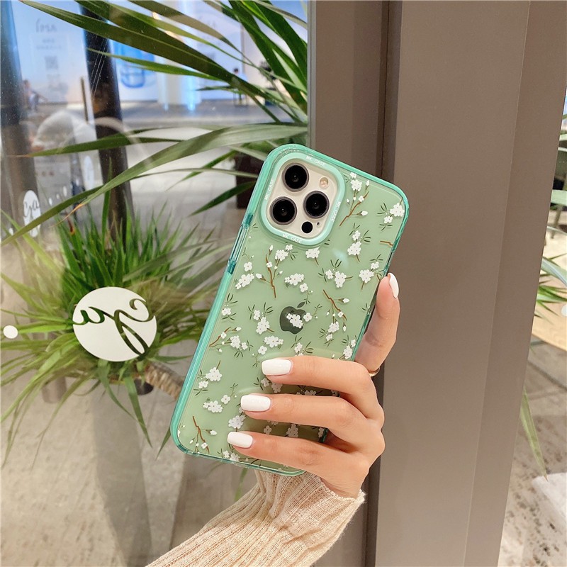 เคส iPhone สำหรับ iPhone 11 Pro Max / iPhone12 / iPhone X / iPhone 7 Plus / iPhone 8 / iPhone 6 / iPhone 11 เคสโทรศัพท์กันกระแทกลายดอกไม้ขนาดเล็กเคสใส TPU นุ่ม