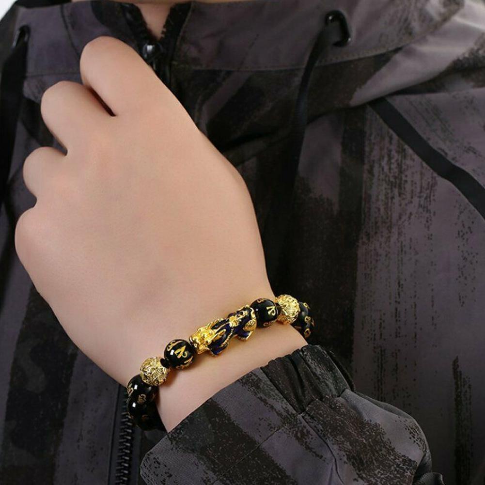 Feng Shui Black Obsidian Pi Xiu Wealth Bracelet Attract Men Beads Lucky Women Wealth Bracelet V5Q1