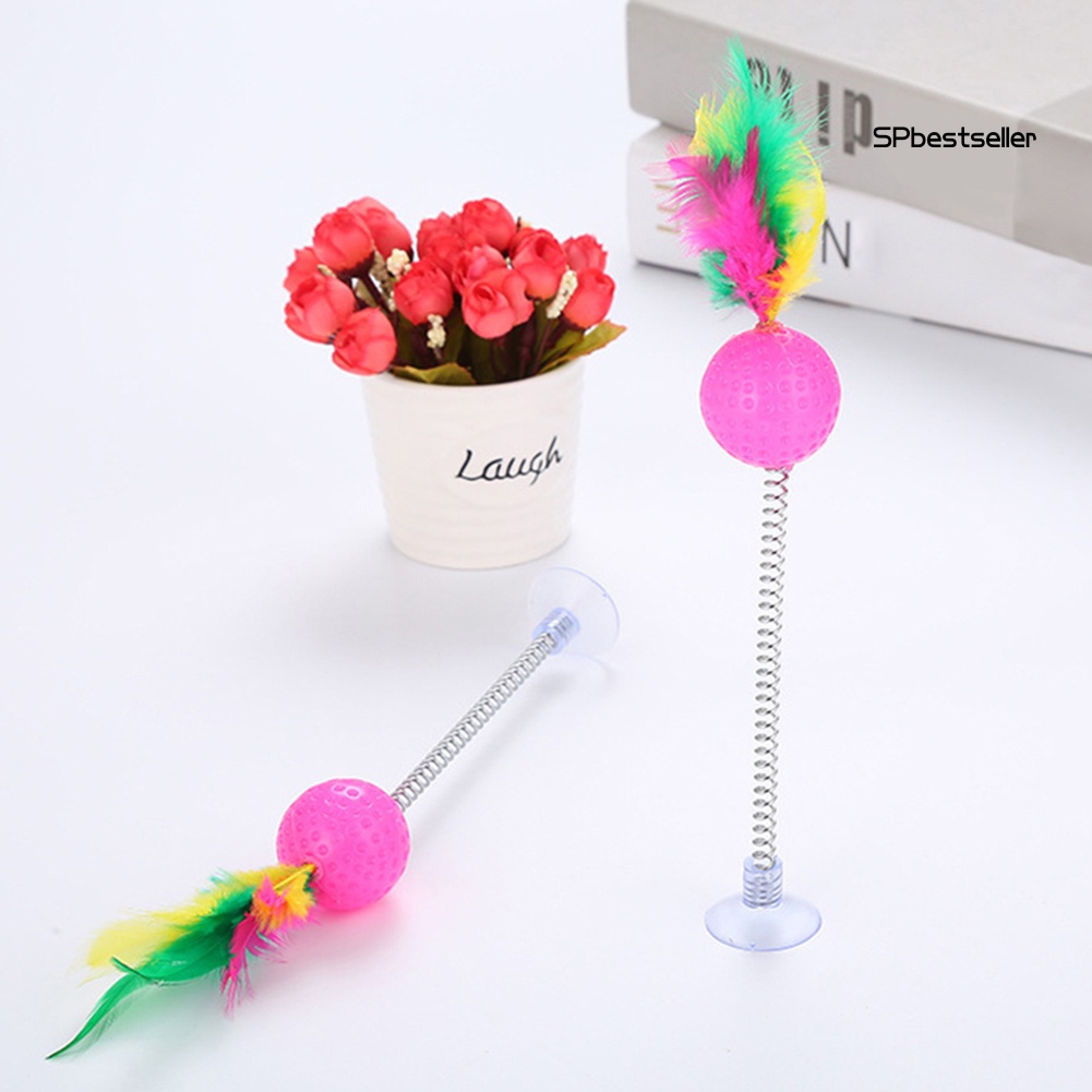 Bóng Đồ Chơi Gắn Lông Vũ Lò Xo Có Giác Hút Dành Cho Mèo Cưng