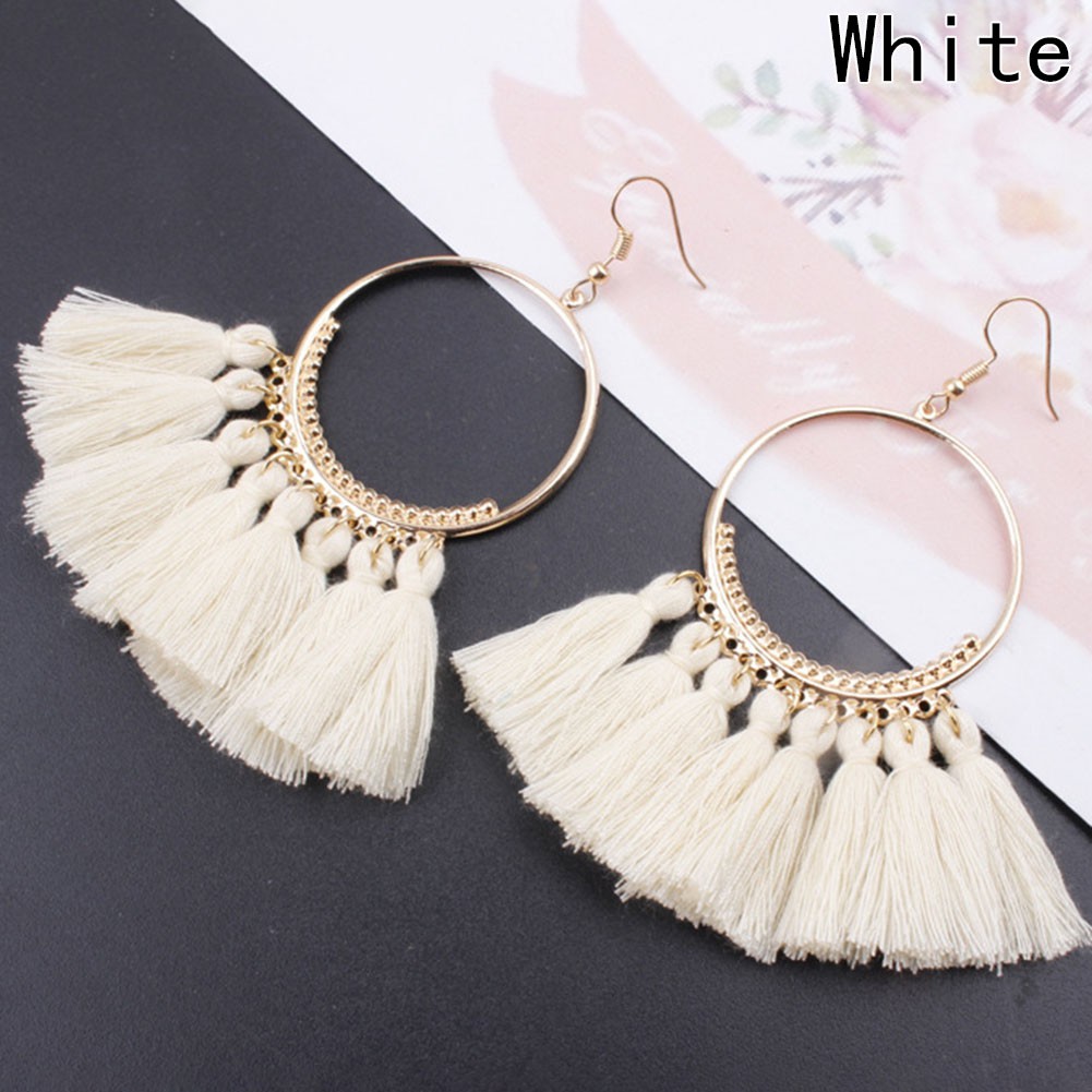 Khuyên tai phối núm tua to bản sang trọng cho nữ