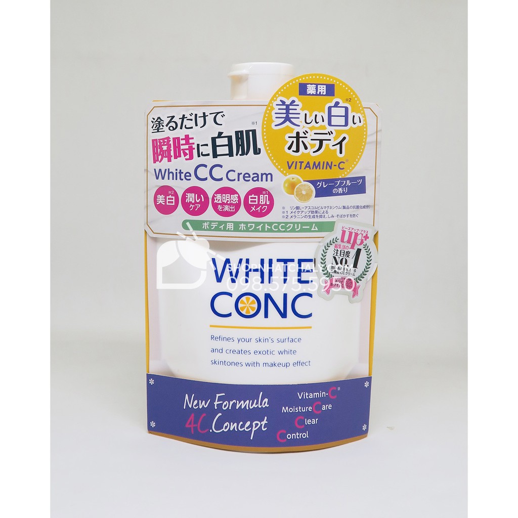 Kem makeup nâng tông body kiêm dưỡng trắng toàn thân White Conc CC Cream 200g Nhật