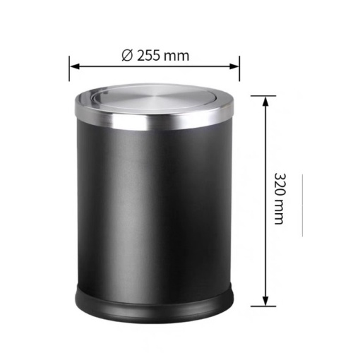 Thùng đựng rác nắp lật mầu Đen Mã SP KL-52 Kích Thước 25cm x 30cm Dung Tích 10L