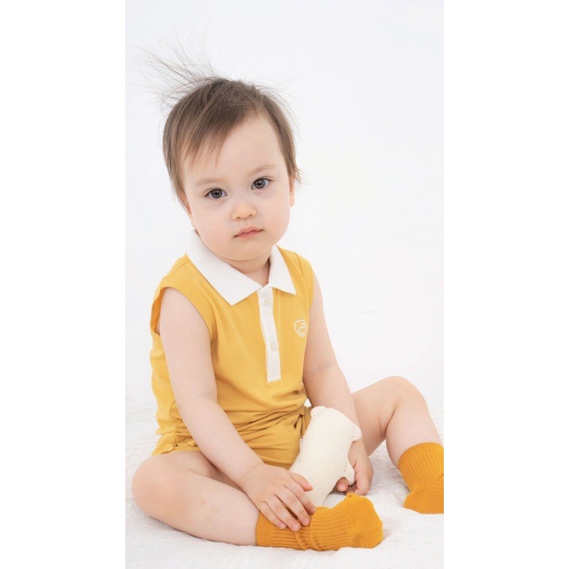 Bộ quần áo sát nách cho bé trai - bé gái Bubaby Ponie kiểu polo vải sợ tre