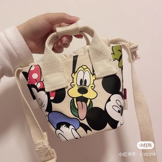 Z Túi Đeo Vai Bằng Vải Canvas In Hình Mickey / Chó Goofy / Chuột Mickey Đáng Yêu