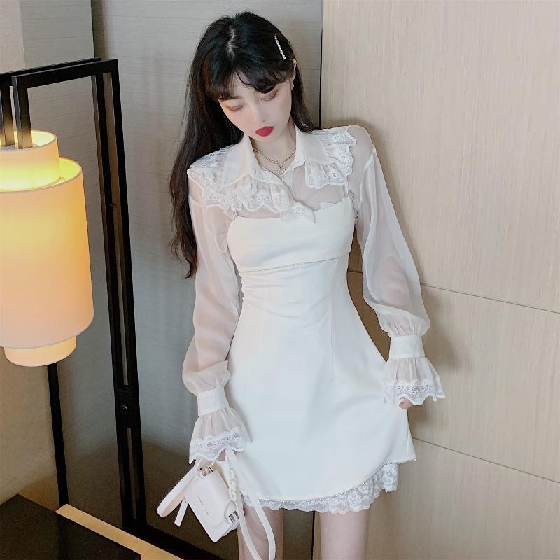 Women Fashion Summer White Long Sleeve Dress Elegant Dinner Wedding Dating Dress | BigBuy360 - bigbuy360.vn