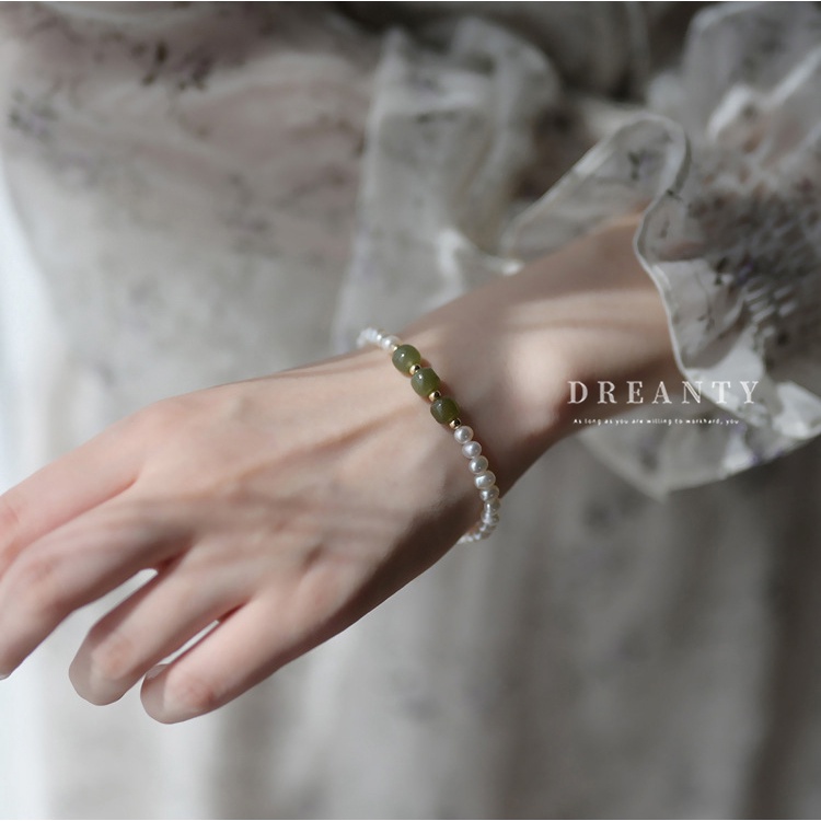 Vòng Tay Chuỗi Hạt Ngọc Trai Mạ Vàng Thật Thời Trang Pháp Cổ Điển Cho Nữ