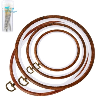 Khung tròn căng vải thêu chữ thập nghệ thuật và đồ treo tường trang trí chất liệu giả gỗ