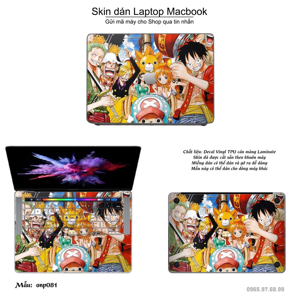 Skin dán Macbook mẫu One Piece (đã cắt sẵn, inbox mã máy cho shop)