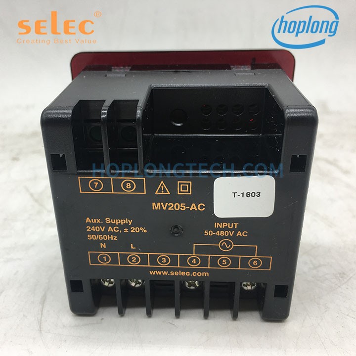 MV205 72x72 Đồng hồ tủ điện LED 3 số SELEC đo điện áp