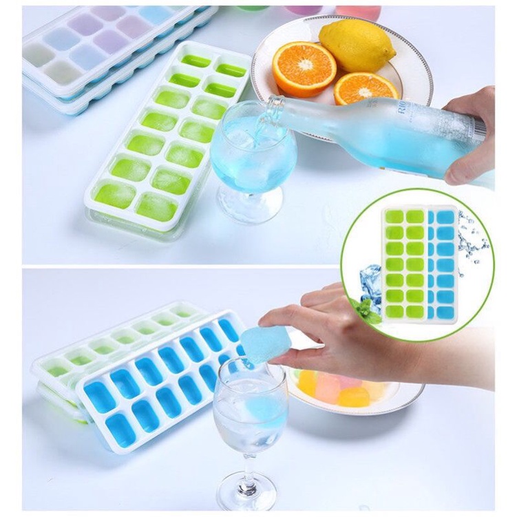 Khay Đá Silicon Có Nắp Đậy 14 Viên ( Khay đá Silicon )