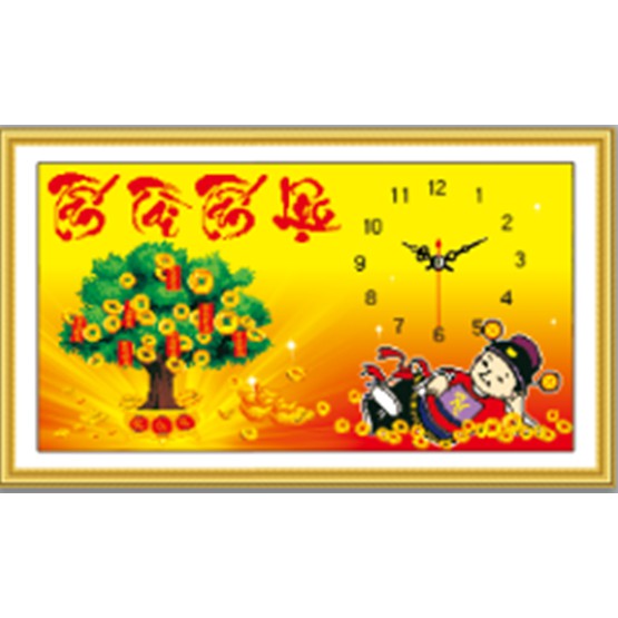 Tranh Đính Đá ABC 3D Đồng Hồ Tấn Tài Tấn Lộc H2011, 6233 , 8011 (KHÁCH TỰ ĐÍNH) KT:81X47CM