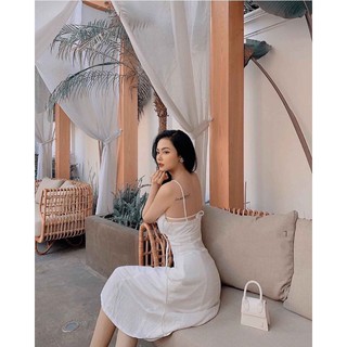 ĐẦM TRẮNG MIDI XẾP LY NGỰC