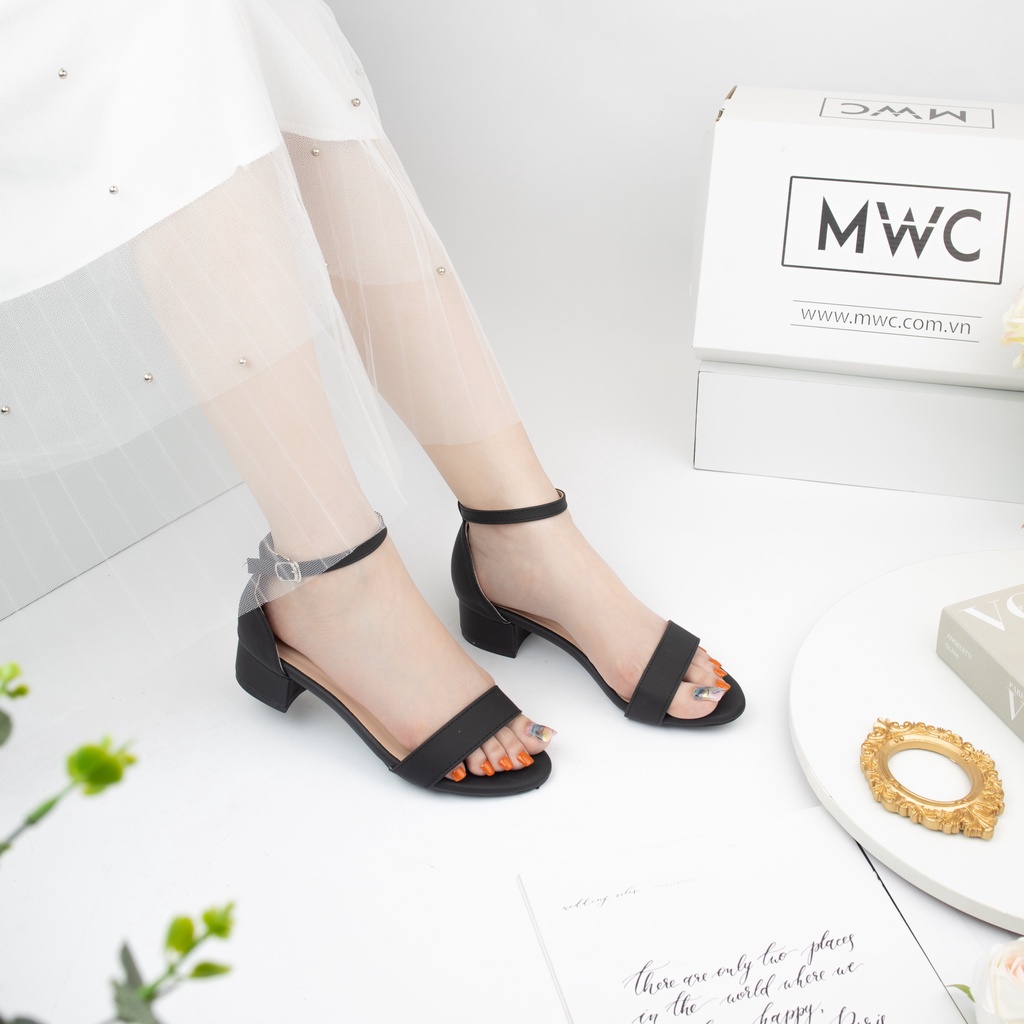 Giày Cao Gót thời trang MWC sandal cao gót công sở quai ngang đế vuông hở mũi 3CM NUCG-3957
