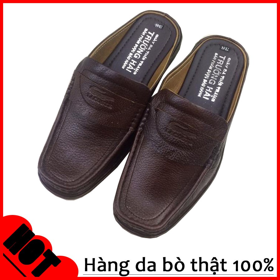 Dép bít mũi nam da bò cao cấp TH BM 218