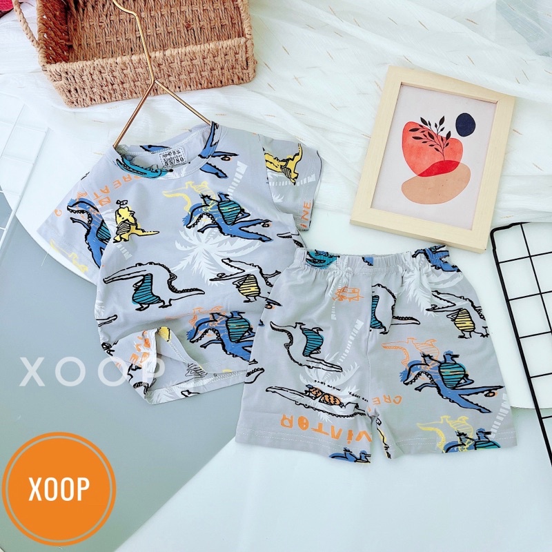 B2-nhí(10-16kg) Bộ cộc xuất hàn in tràn chất cotton lạnh hàng quảng châu