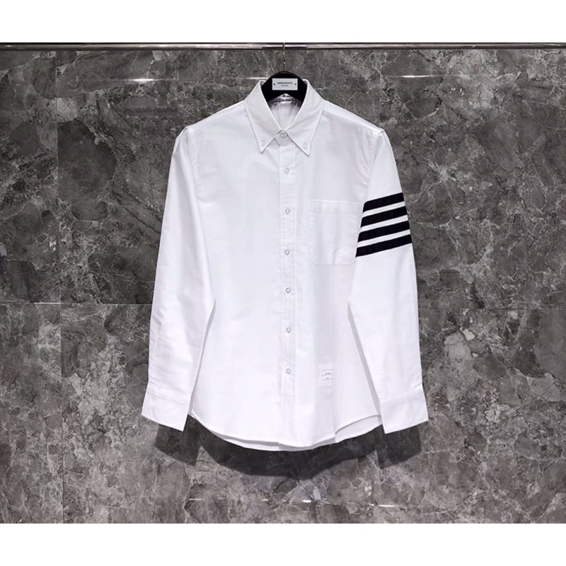 Áo sơ mi Thom Browne trắng 4 sọc đen cao cấp vải oxford
