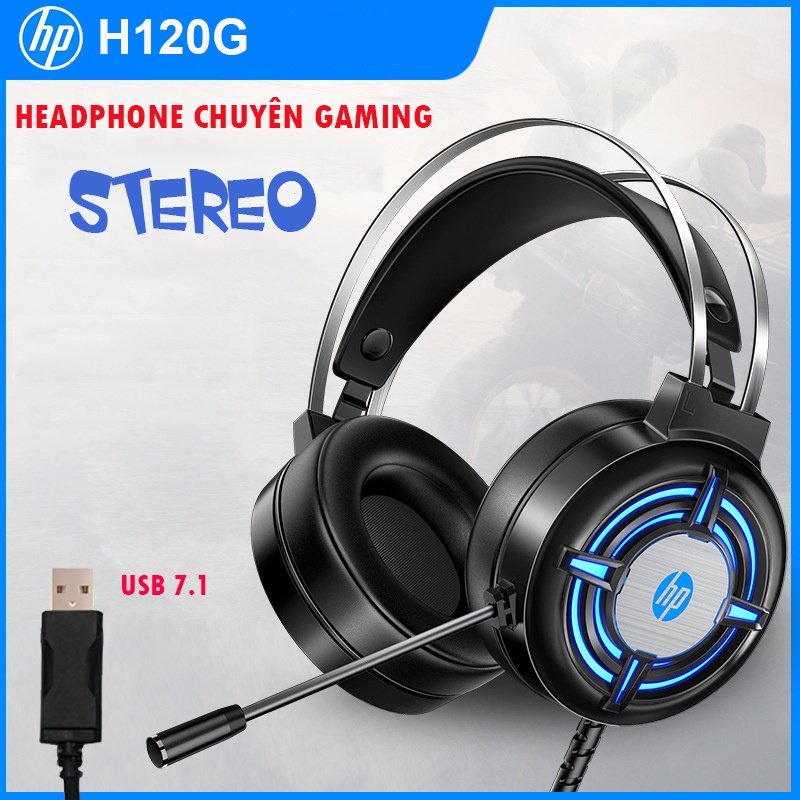 Tai nghe chụp tai HP H120G Cao cấp, Led RGB, Jack usb 7.1,tai nghe A6,chuyên dụng cho máy vi tính, laptop, game thủ