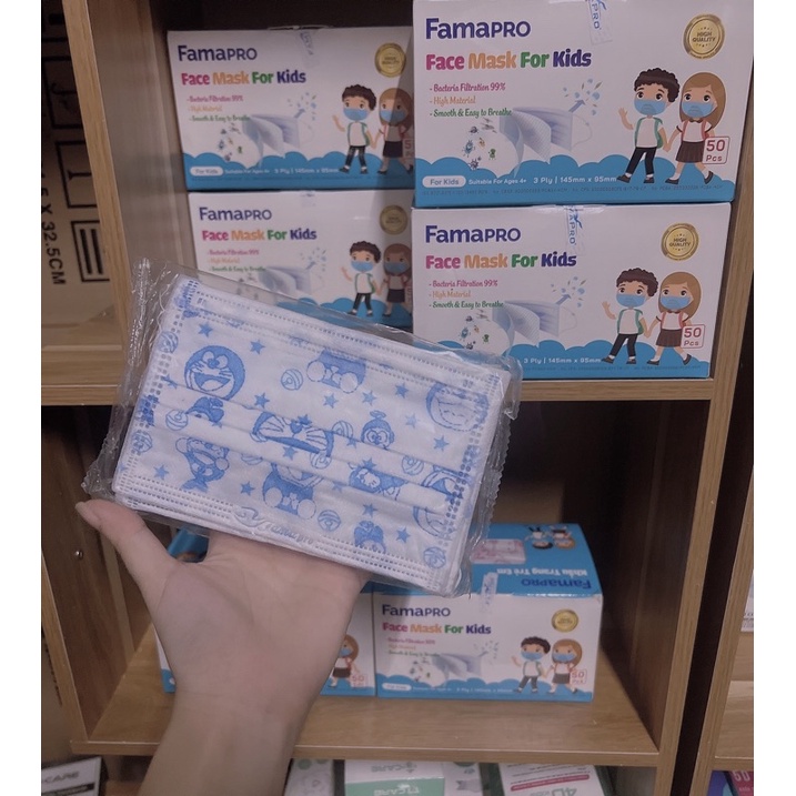 KHẨU TRANG Y TẾ BÉ FAMAPRO 3 lớp( HỘP 50 cái)