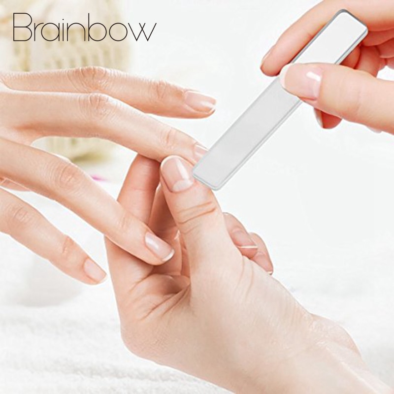 1 dũa móng tay thủy tinh nano trong suốt 9cm chuyên nghiệp Brainbow