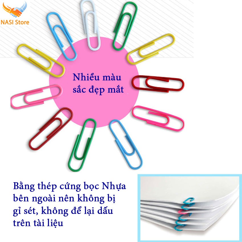 [Nhập khẩu] Hộp Ghim Kẹp Giấy Nhiều Màu Sắc bằng thép cứng bọc nhựa bên ngoài không gỉ sét, không để lại dấu